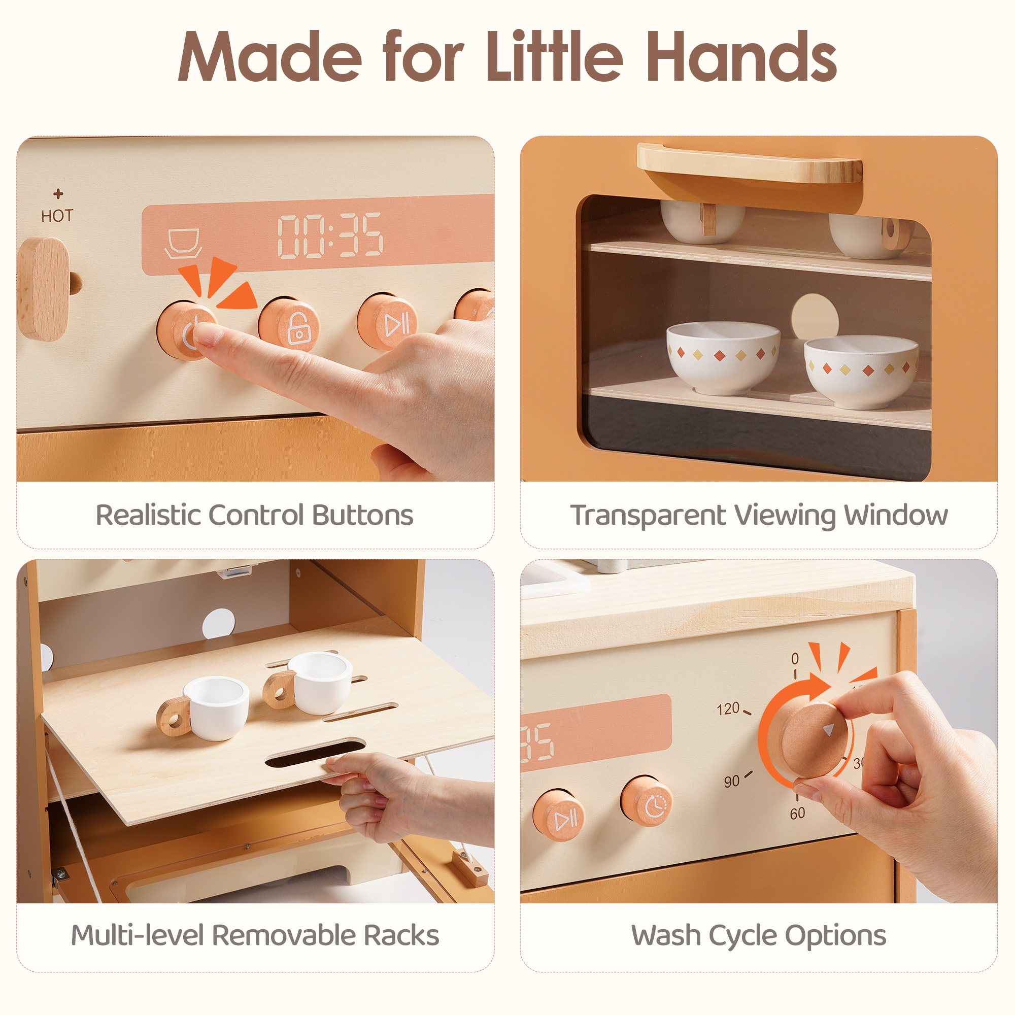 ROBUD Wooden Caramel Dishwasher