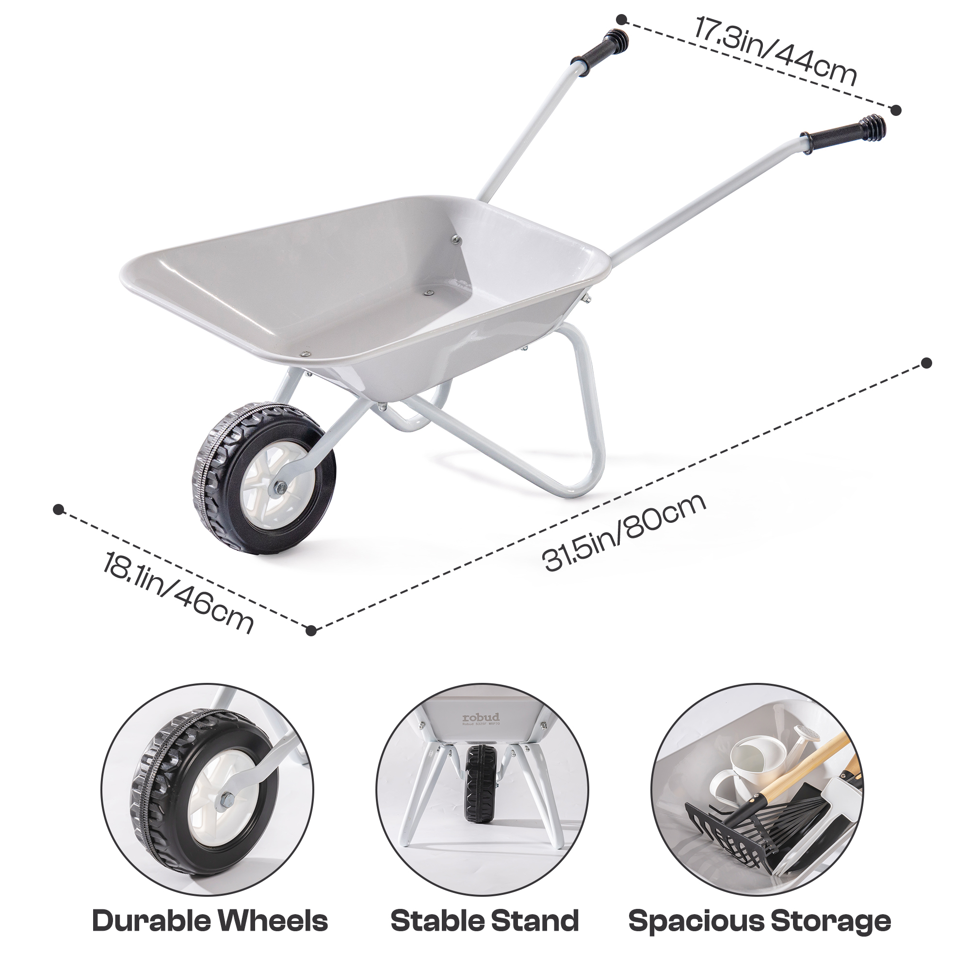 ROBUD Kids Wheelbarrow with Gardening Set