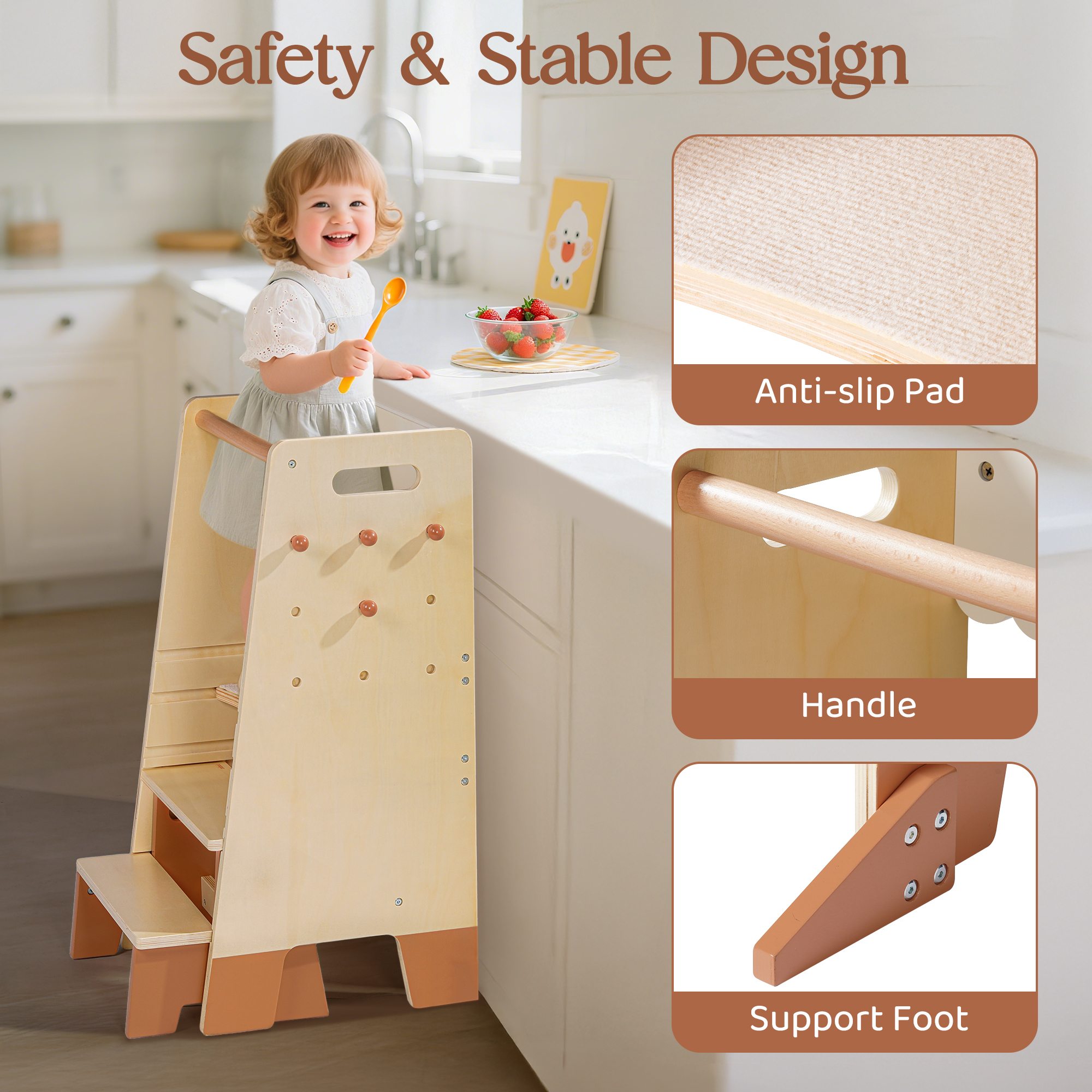 ROBUD Toddler Standing Tower with Step Stool Set