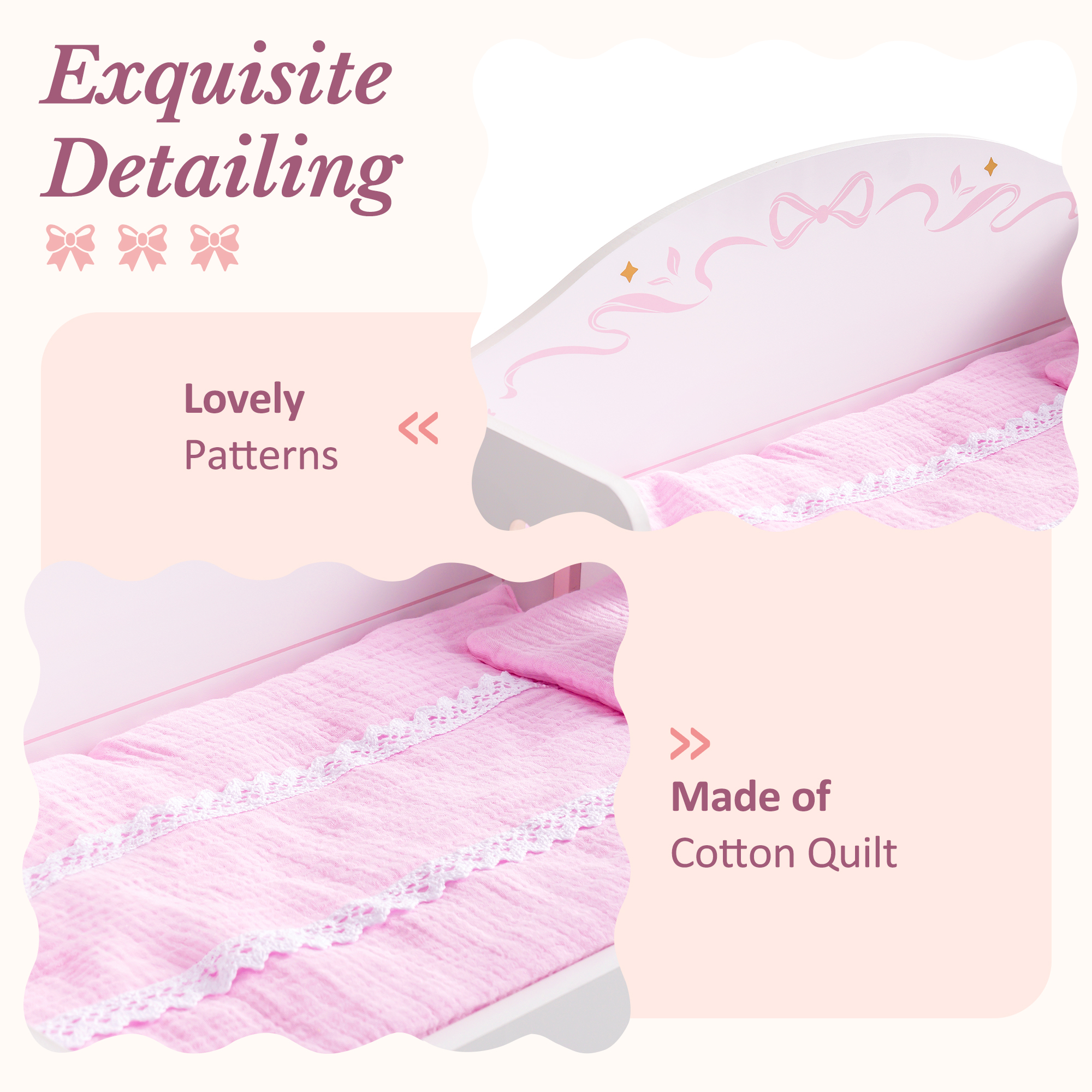 ROBUD Wooden All-in-One Baby Doll Doll Bunk Bed Sofa with Mattress