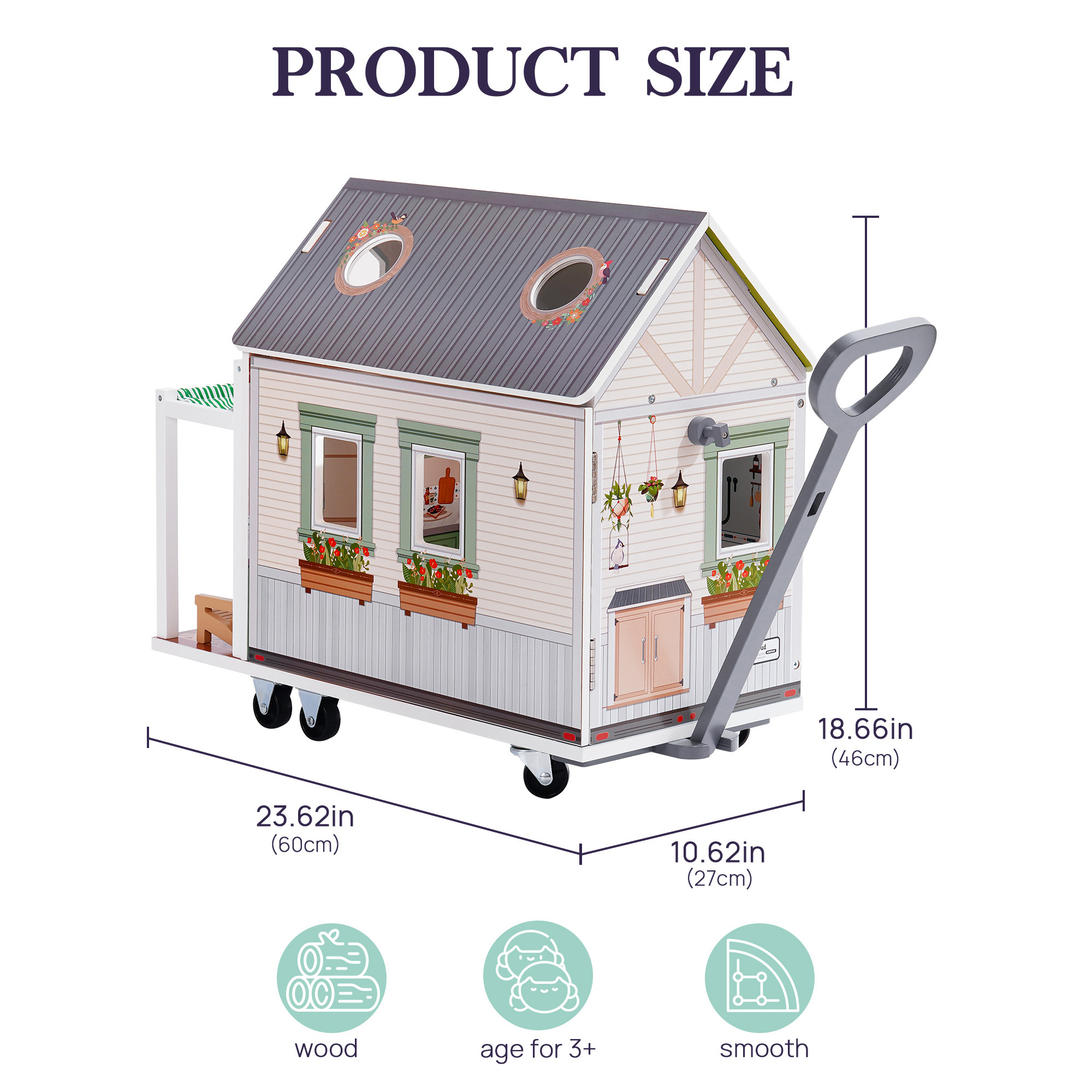 ROBUD Wooden Realistic Camper Van Dollhouse