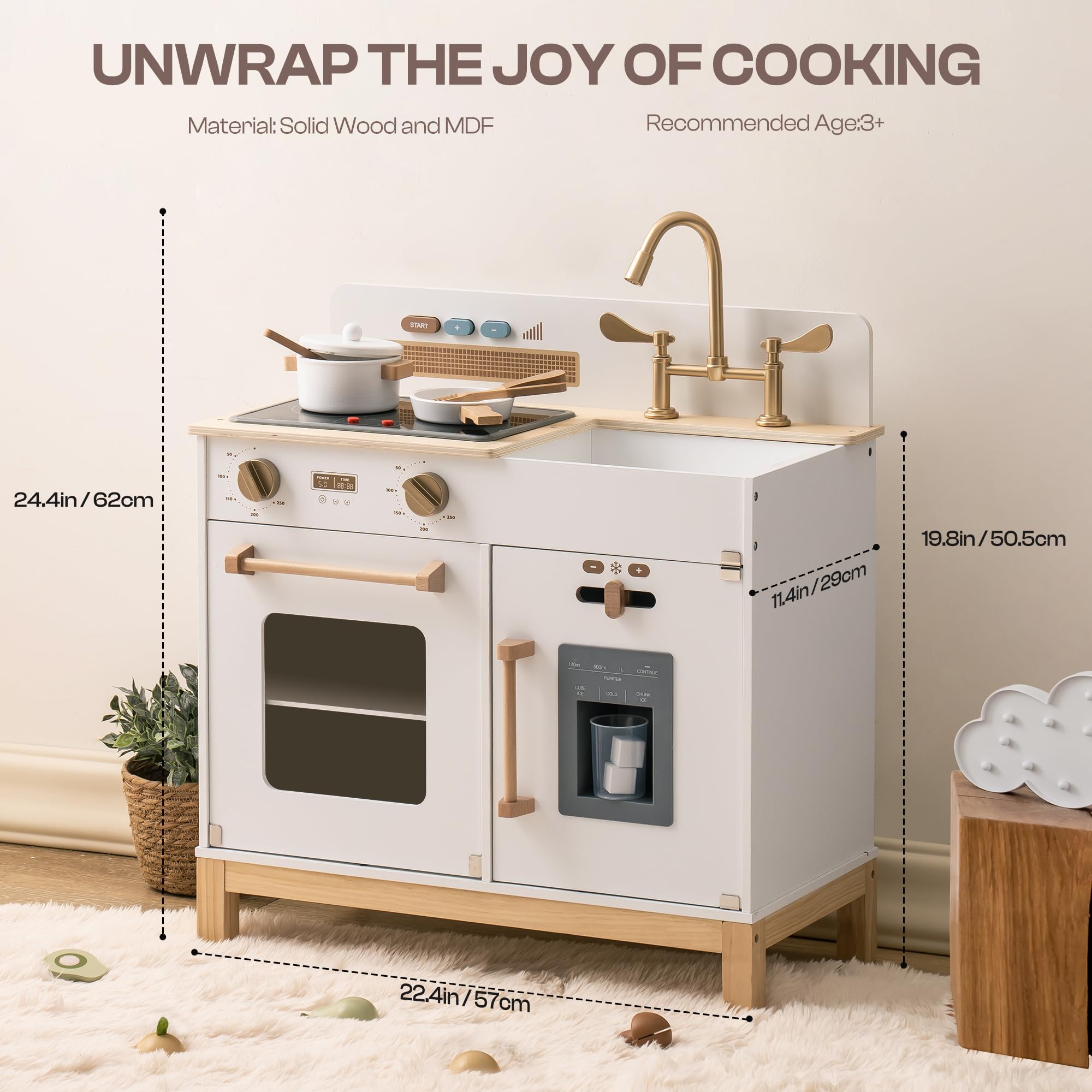 ROBUD Wooden Kids Play Kitchen - Montessori