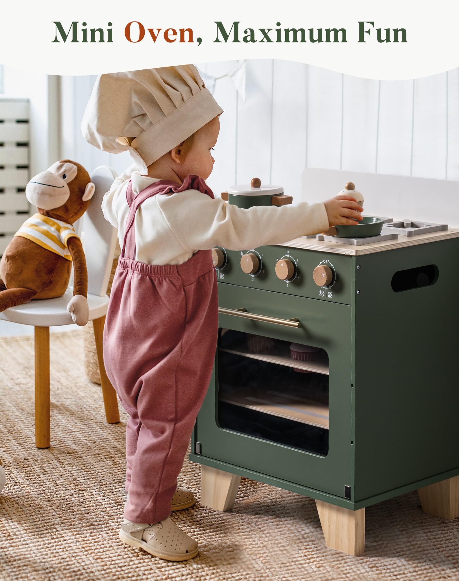 ROBUD Wooden Kids Kitchen Playset Series -  Vintage Green