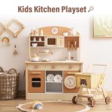 ROBUD Wooden Play Kitchen Set for Kids Toddlers with Realistic ...