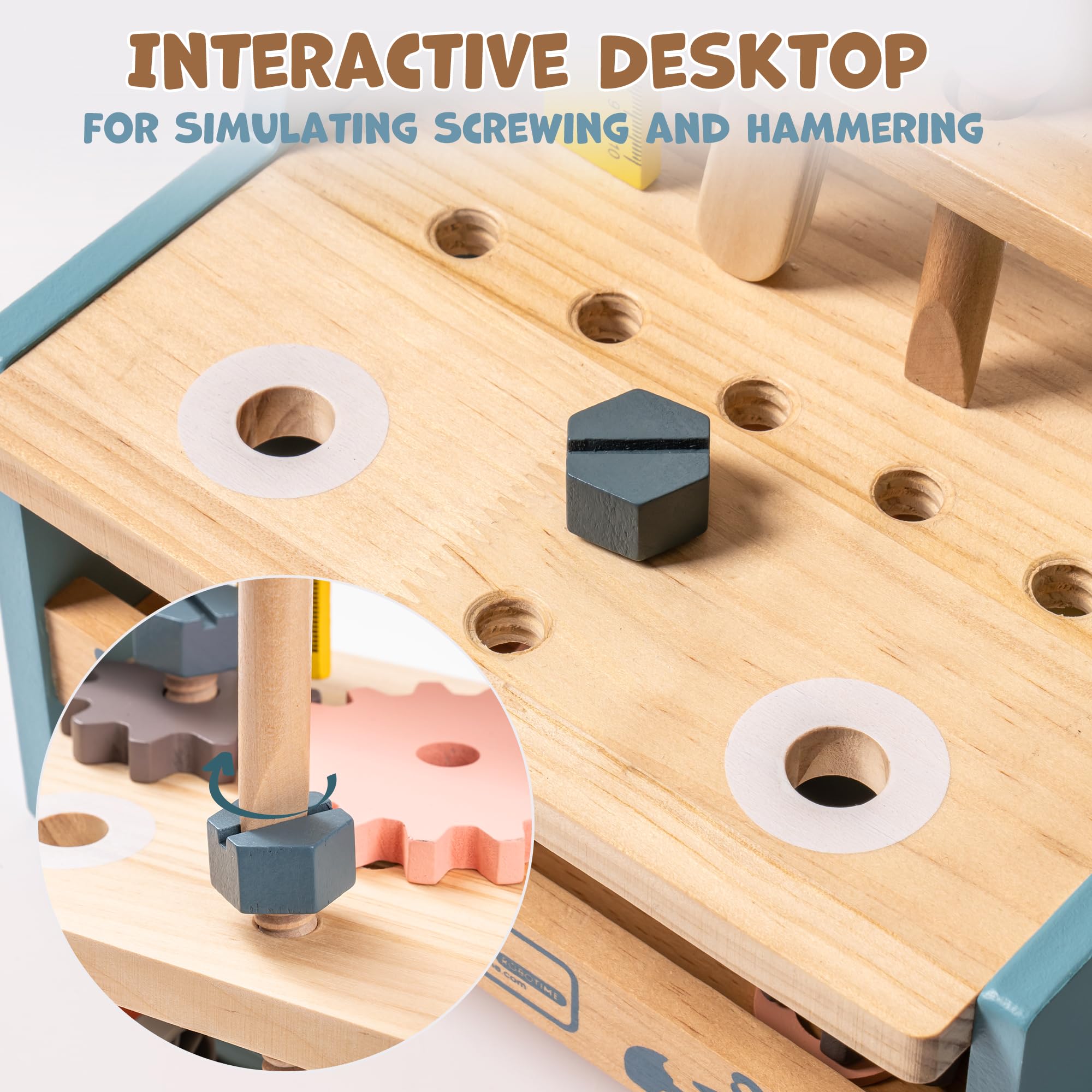 ROBUD Mini Wooden Play Tool Workbench Set