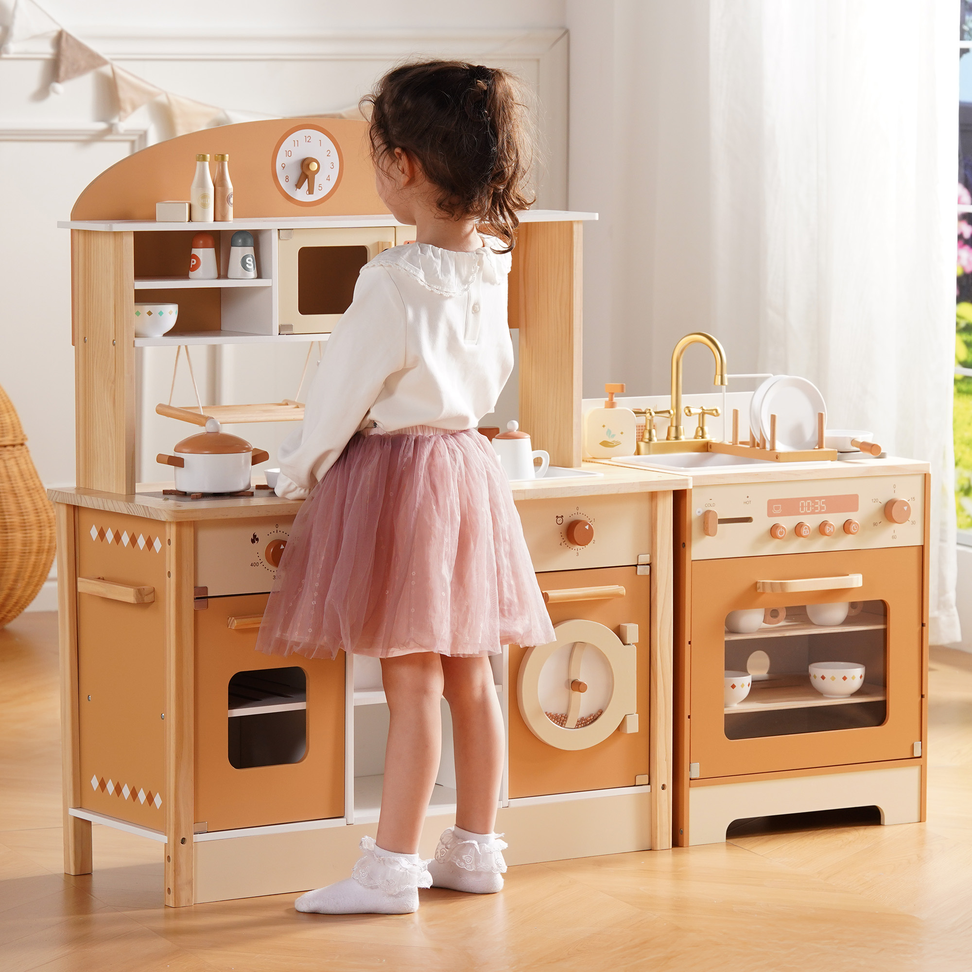 Robud Wooden Kids Kitchen PlaySet Series - Caramel
