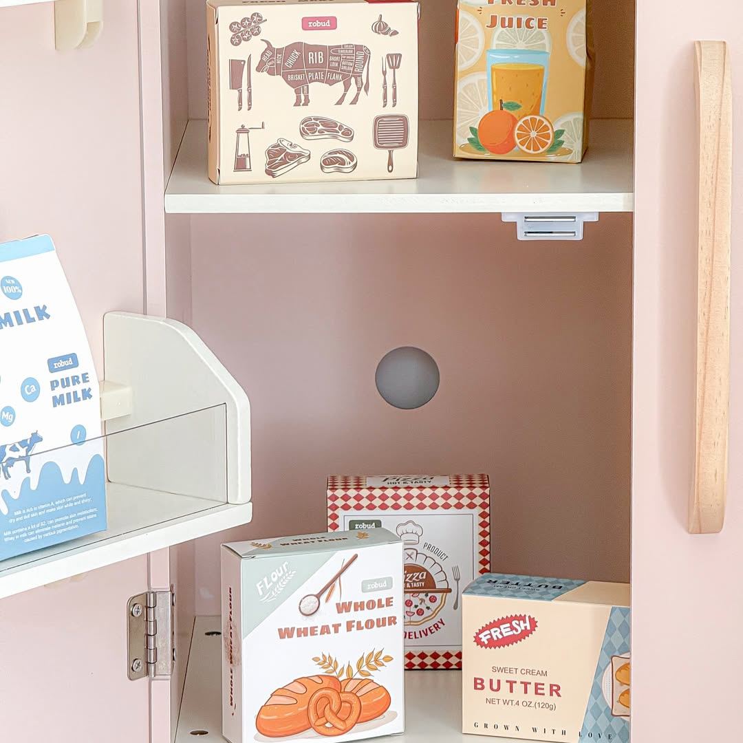ROBUD Wooden Pink Refrigerator
