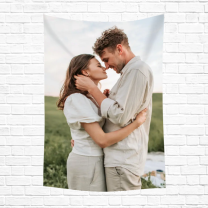 Custom Vertical Linen-Feel Tapestry Wall Hanging Printed Blanket – Single-Sided Personalized Throw for Home or Gift