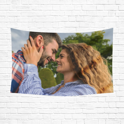 Custom Horizontal Linen-Feel Tapestry Wall Hanging Printed Blanket – Single-Sided Personalized Throw for Home or Gift