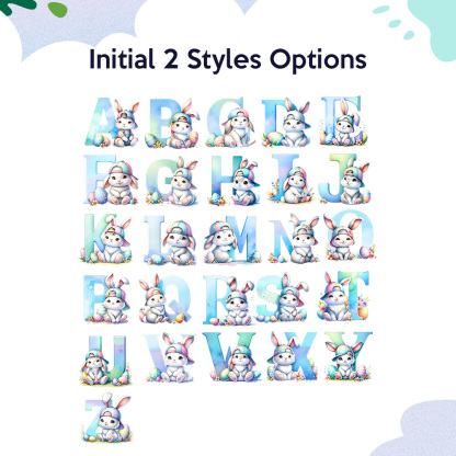 Personalized Easter Bunny Enamel Mug with Name Gradient Initial 12oz Cup Easter Gift for Kids