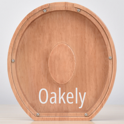 Custom Engraved Name Oak Wooden Letter Piggy Bank