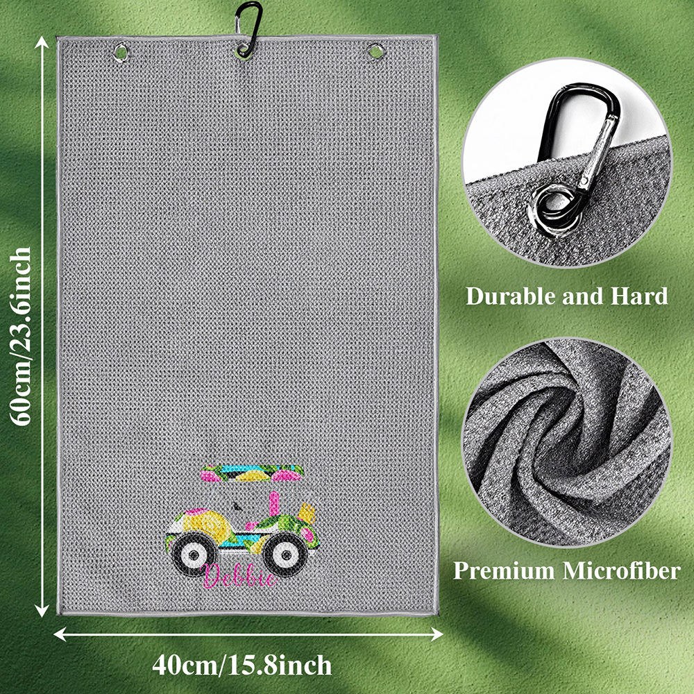 Personalized Golf Towel with Name Hanging Clip Golf Cart Towel Gift for Golf Lovers