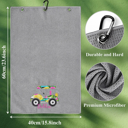 Personalized Golf Towel with Name Hanging Clip Golf Cart Towel Gift for Golf Lovers