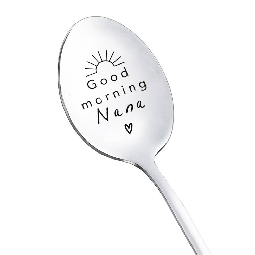 Good Morning Coffee Spoon Stainless Steel Spoon Gift for Nana Papa Mom
