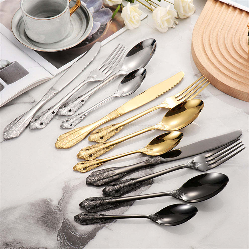 Wedding Stainless Steel Knives and Forks Vintage Embossed Cutlery Gift for Wedding