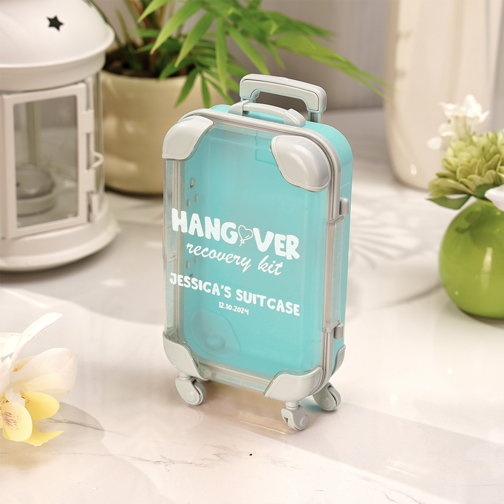 Personalized Suitcase Design Hangover Recovery Kit with Name for Bachelorette Party Bridal Shower