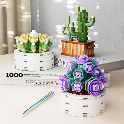 Potted Succulent Building Blocks Botanical Flower Building Bricks