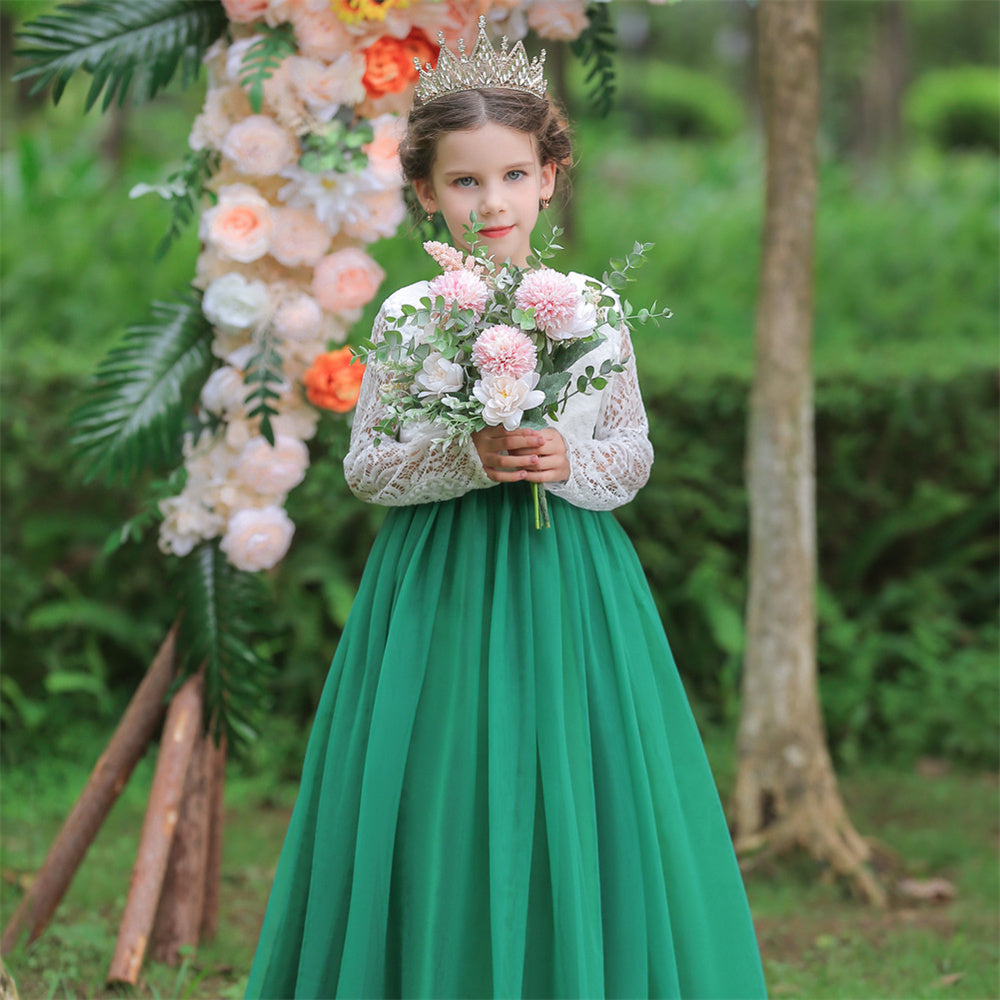 Flower Girl Dress Boho Flower Girl Toddler Junior Bridesmaid Fall Flower Girl Tulle Flower Girl Long Sleeve Flower Girl Dress