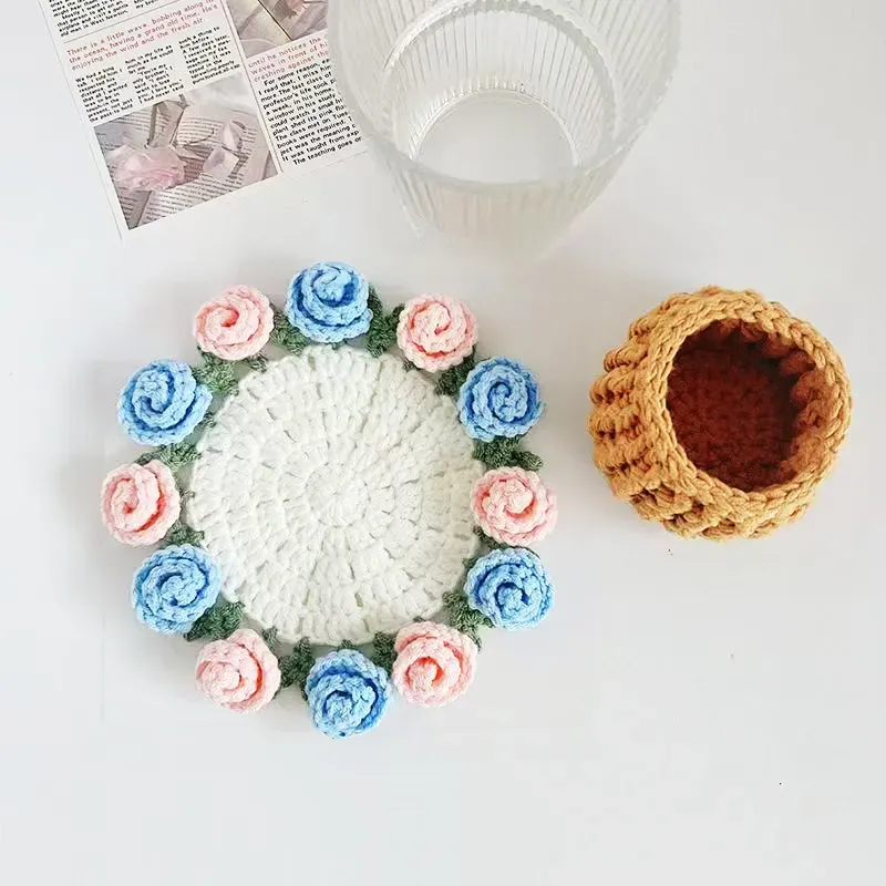 Handmade Crochet Flower Coaster Crochet Flower Bouquet Coaster Gift for Her