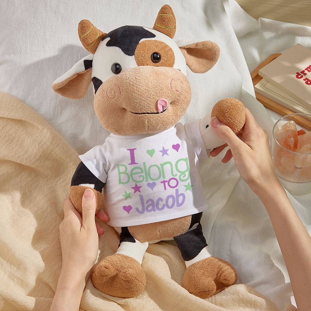 Personalized Cow Plush Stuffed Toy Gift for Baby Shower