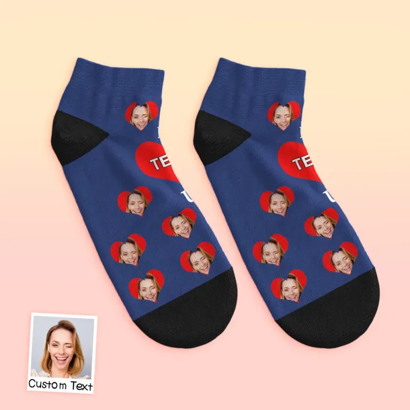 Custom Face Low Cut Ankle Socks – A Heartfelt "I Love U Mom" Gift for Every Occasion