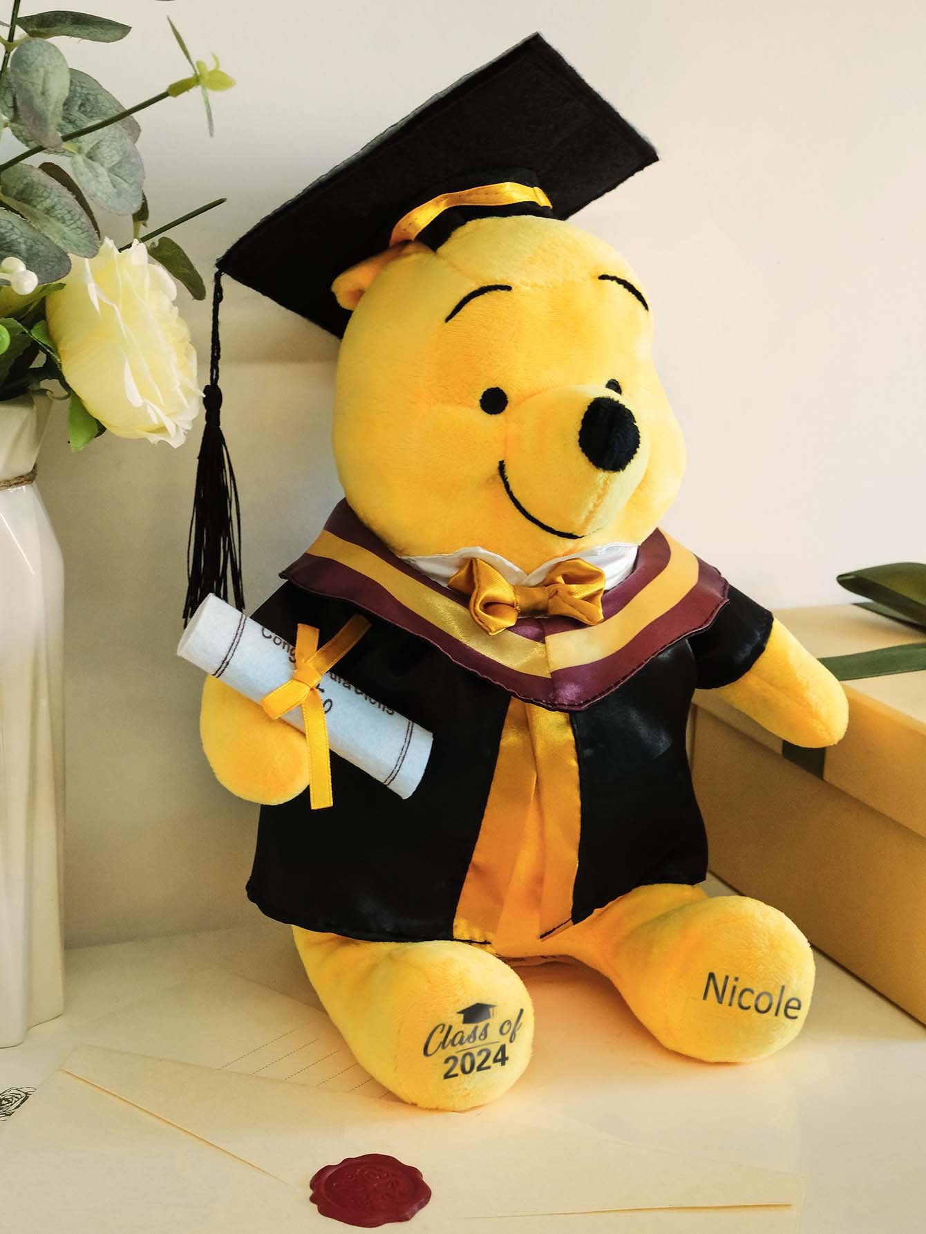 Celebrate Your Graduation with a Personalized Bear Toy - Engraved with Your Name and Graduation Date