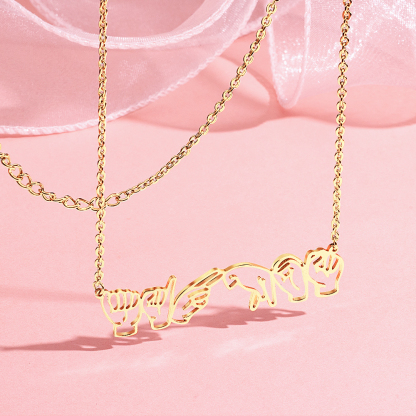 Personalized American Sign Language Necklace Gift for Hearing Impairment ASL Interpreter Teacher