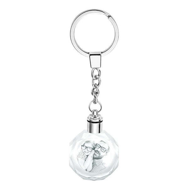 Personalized Photo Octagon Crystal Keychain Couples Gifts