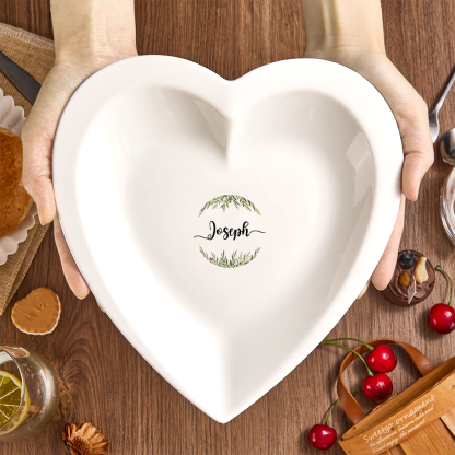 Custom Name Heart Shaped Plate Personalized Ceramics Dinner Plate