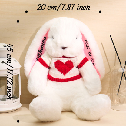 Personalized Sweater Bunny Plush Toys Custom Rabbit with Embroidered Name Gift for Children