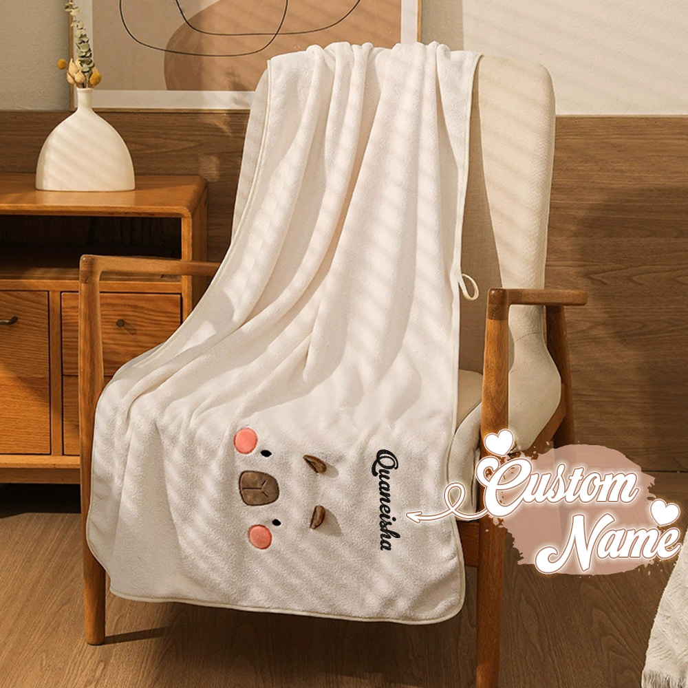 Personalized Bath Towel Custom Bathrobe with Embroidered Name Gift for Her
