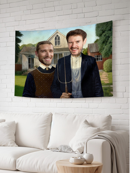 Custom Photo Tapestry – Personalized Faces Wall Hanging Blanket for Home Decor or Gifts