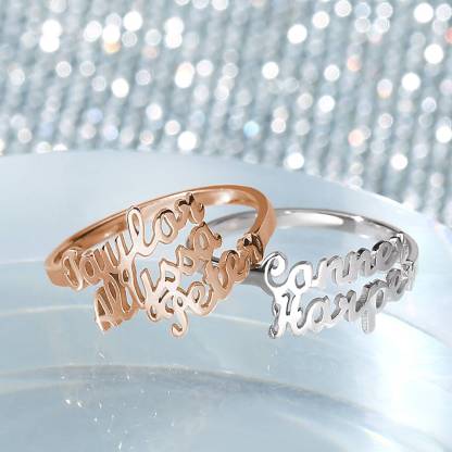 Custom Three Names Ring - 925 Sterling Silver