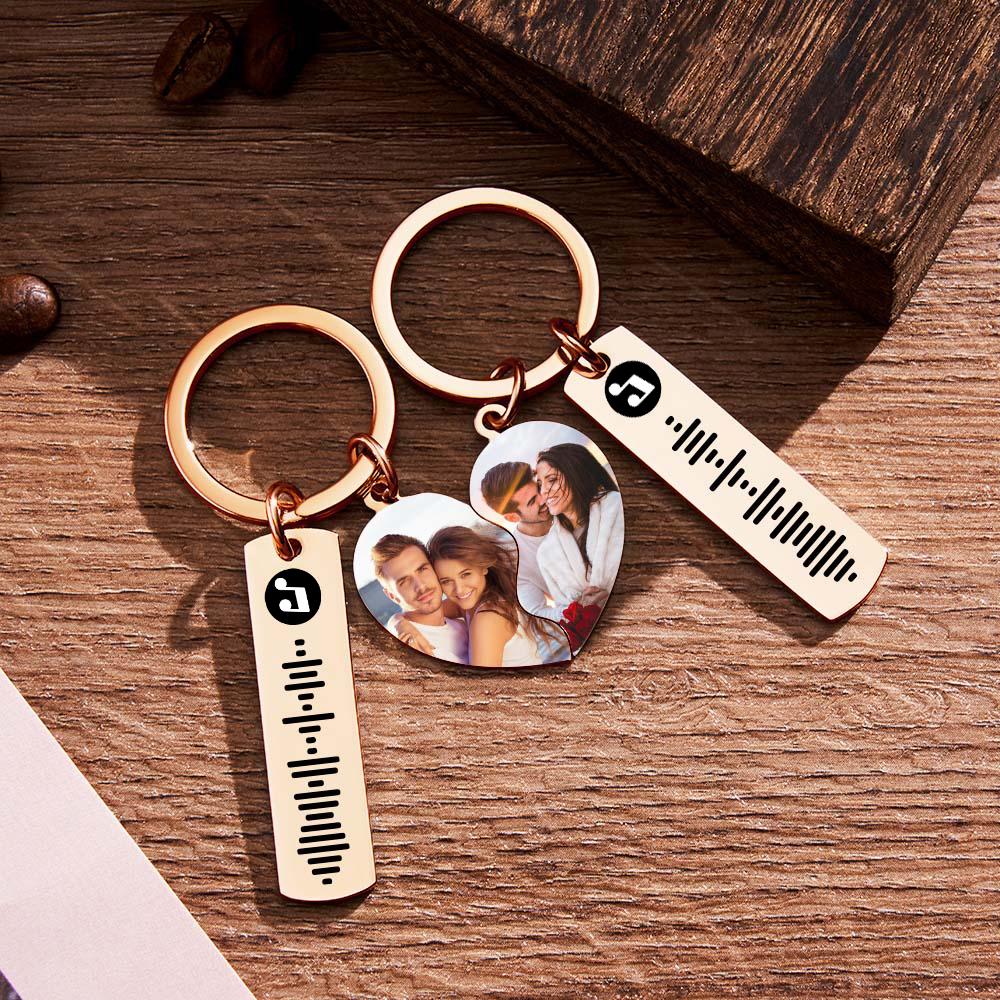 Custom Music Code Keychain Custom Name in Heart Shape Keychain for Her