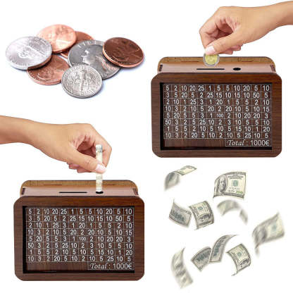 Wooden Money Box Reusable Money Box with Counter Piggy Bank for Adults Kids