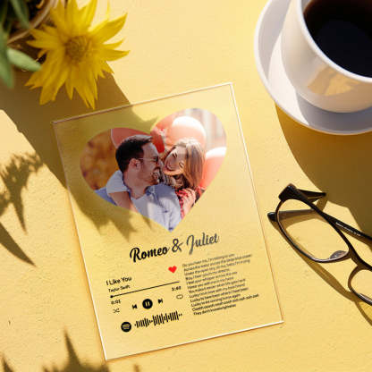 Personalized Sptfy Plaque Custom Heart Photo Album Music Plaque Anniversary Gift for Him