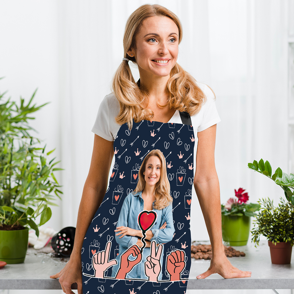 Customised Cooking Apron Personalized Photo I Love You Apron