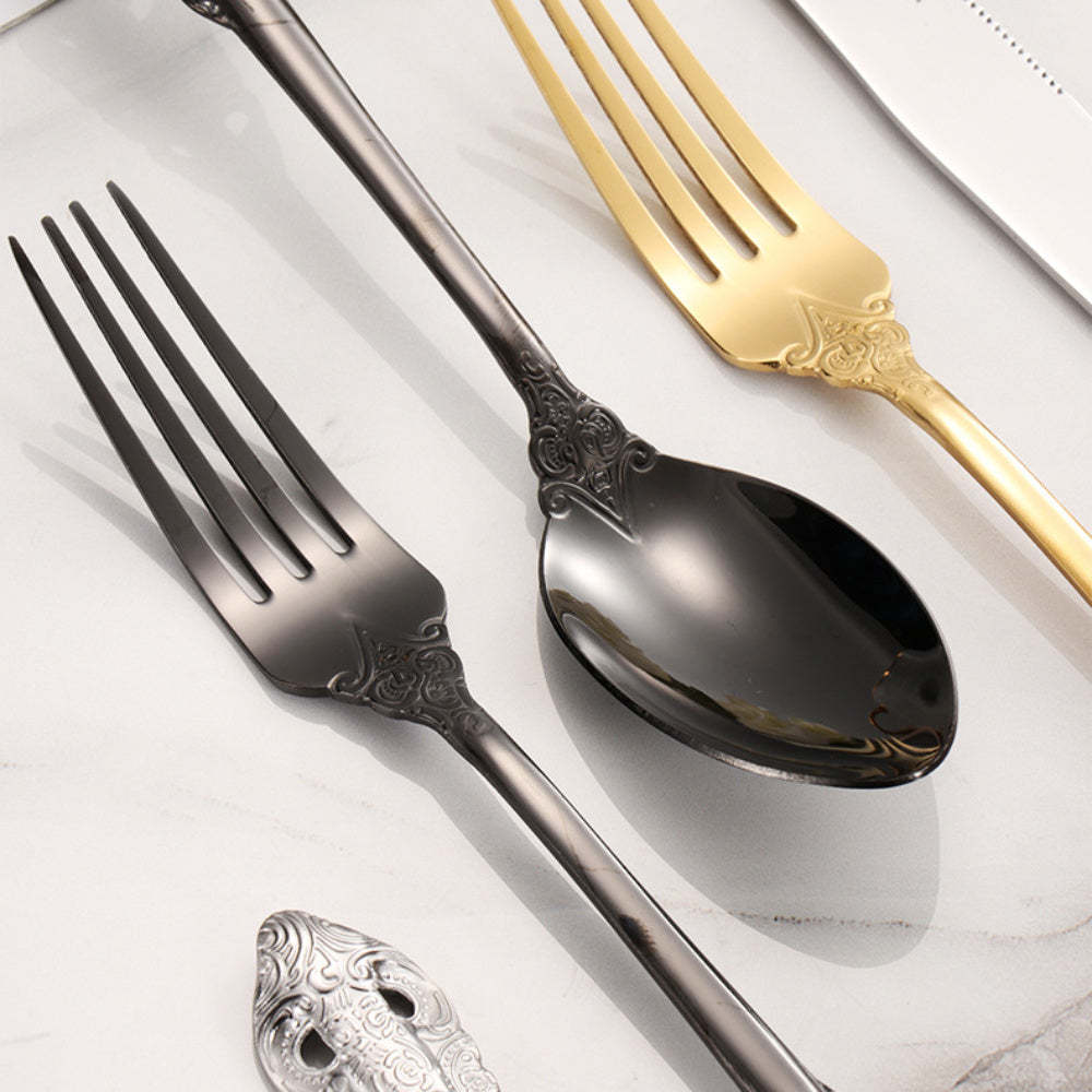 Wedding Stainless Steel Knives and Forks Vintage Embossed Cutlery Gift for Wedding