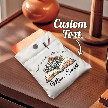 Personalized Flowers Book Cover with Pocket Book Cover Protector Appreciation Gift for Teacher