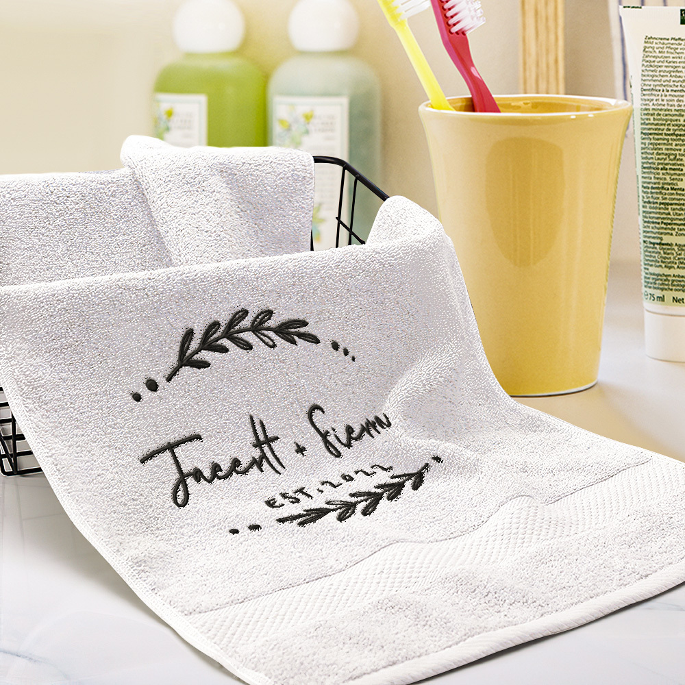 Personalized Name and Date Towel Custom Embroidered Towels for Anniversary