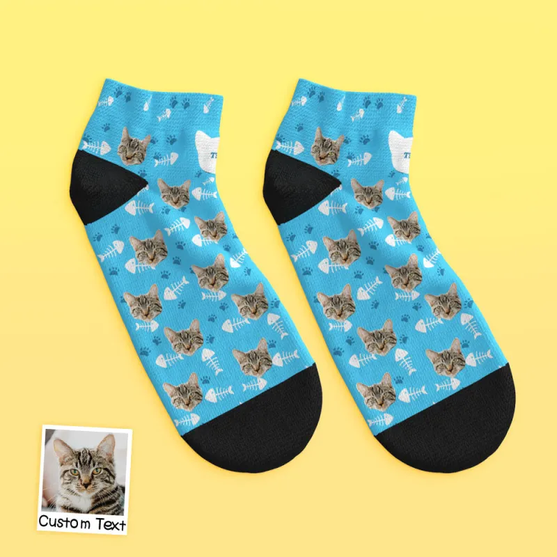 Custom Face Low Cut Ankle Socks with Cat Gift for Pet Lover
