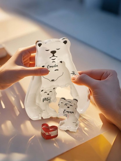 Personalized Bear Puzzle Single Parent Bears Family Block Puzzle Gifts for Mother Father