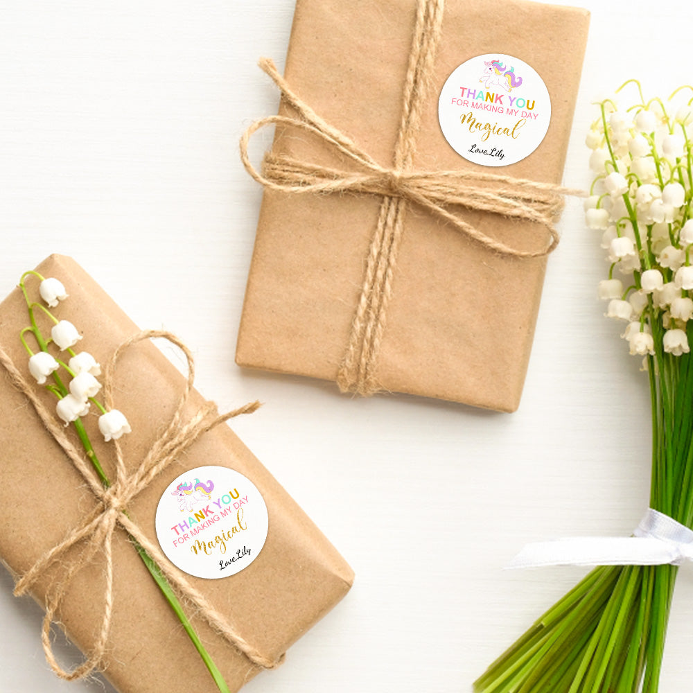 Personalized Thank You Stickers Round Wedding Birthday Favor labels for Gifts