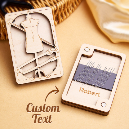 Personalized Wooden Needle Box Holder with Magnet Needle Storage Tool Gift for Craft Lovers