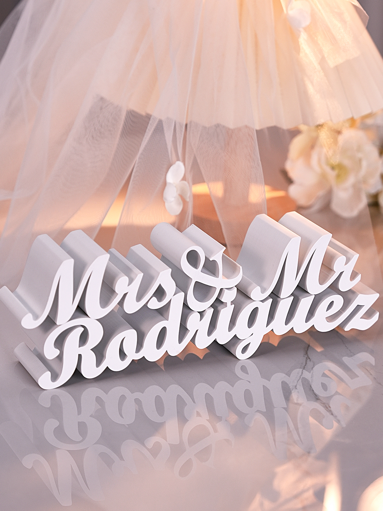 Personalized 3D Print Last Name Sign Custom Wedding Family Name Sign Wedding Tabletop Centerpieces for Wedding and Home