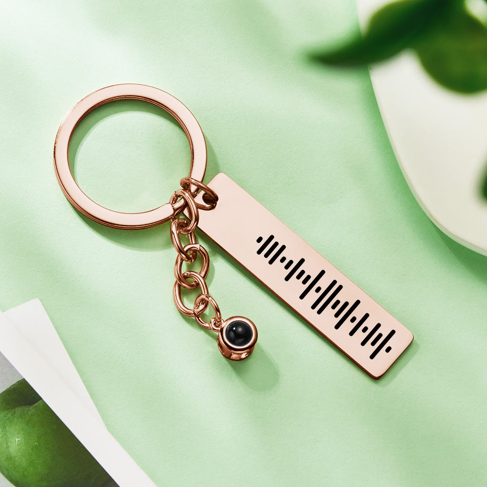 Personalized Music Code Keychain Custom Projection Keyring