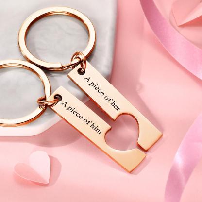 Custom Engraved Text Stainless Steel Couples Keychains