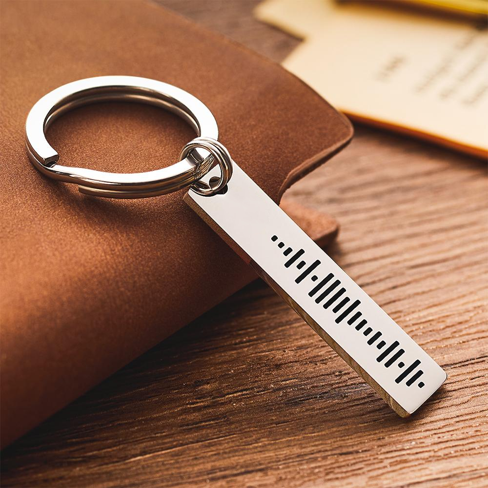 Custom Engraved Music Code Song 3D Bar Keychain with Text