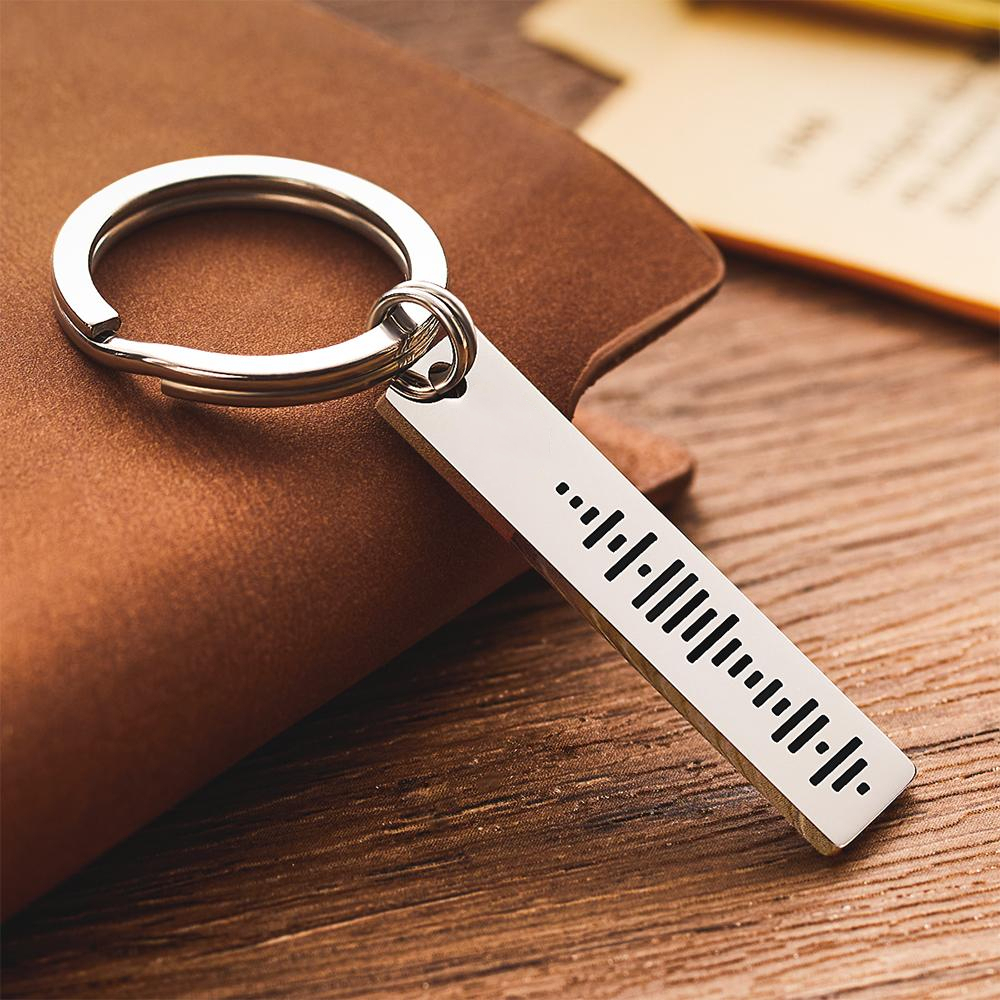 Custom Engraved Music Code Song 3D Bar Keychain with Text