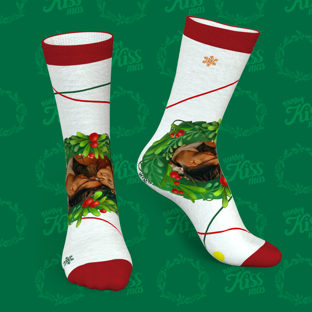 Kissing Under the Mistletoe Socks Photo Socks Gifts for Lover